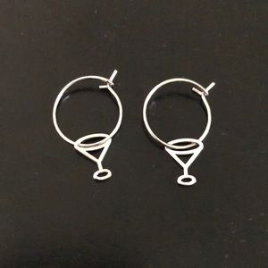 Silver Martini Hoop Earrings